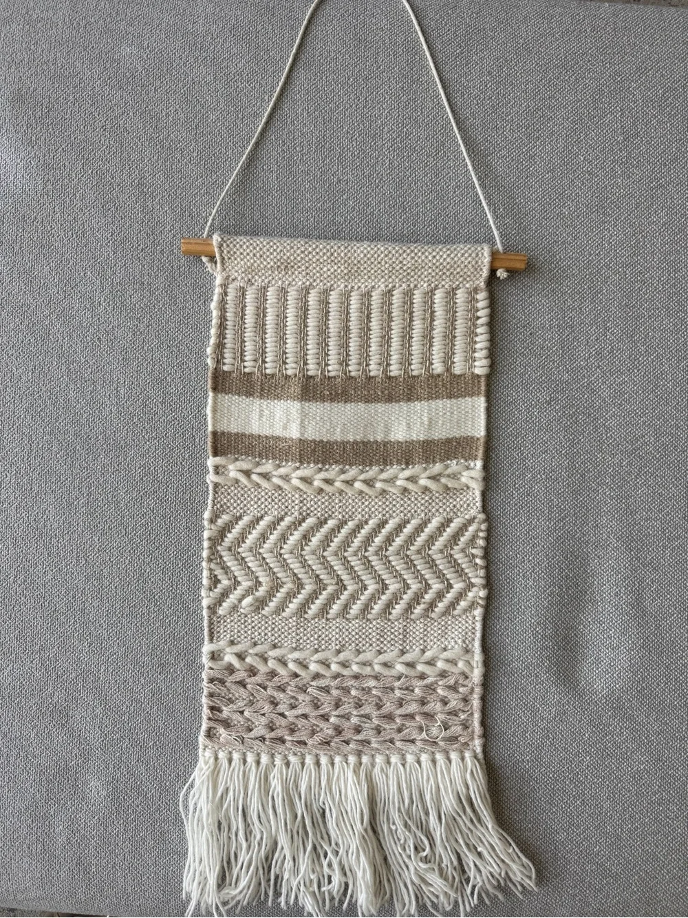 Hobby Lobby Neutral Woven Wall Hanging Tapestry Boho Textile